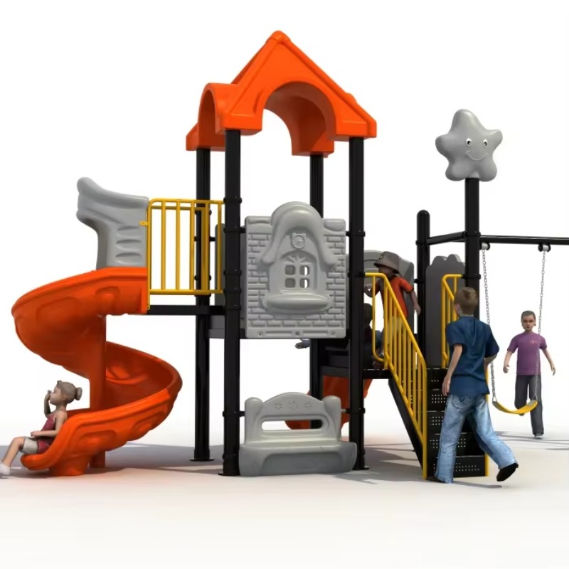Kids Outdoor Swing And Slide - Set Altalena in Acciaio e Plastica