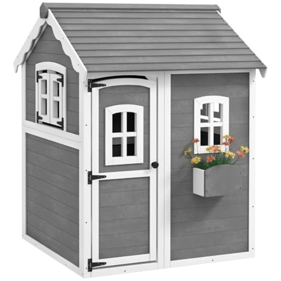 Kids Outdoor Playhouse - Casetta da gioco in legno per
