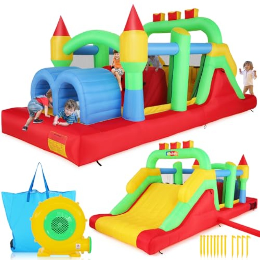 Kids Outdoor Bounce House - Percorso a ostacoli gonfiabile da esterno