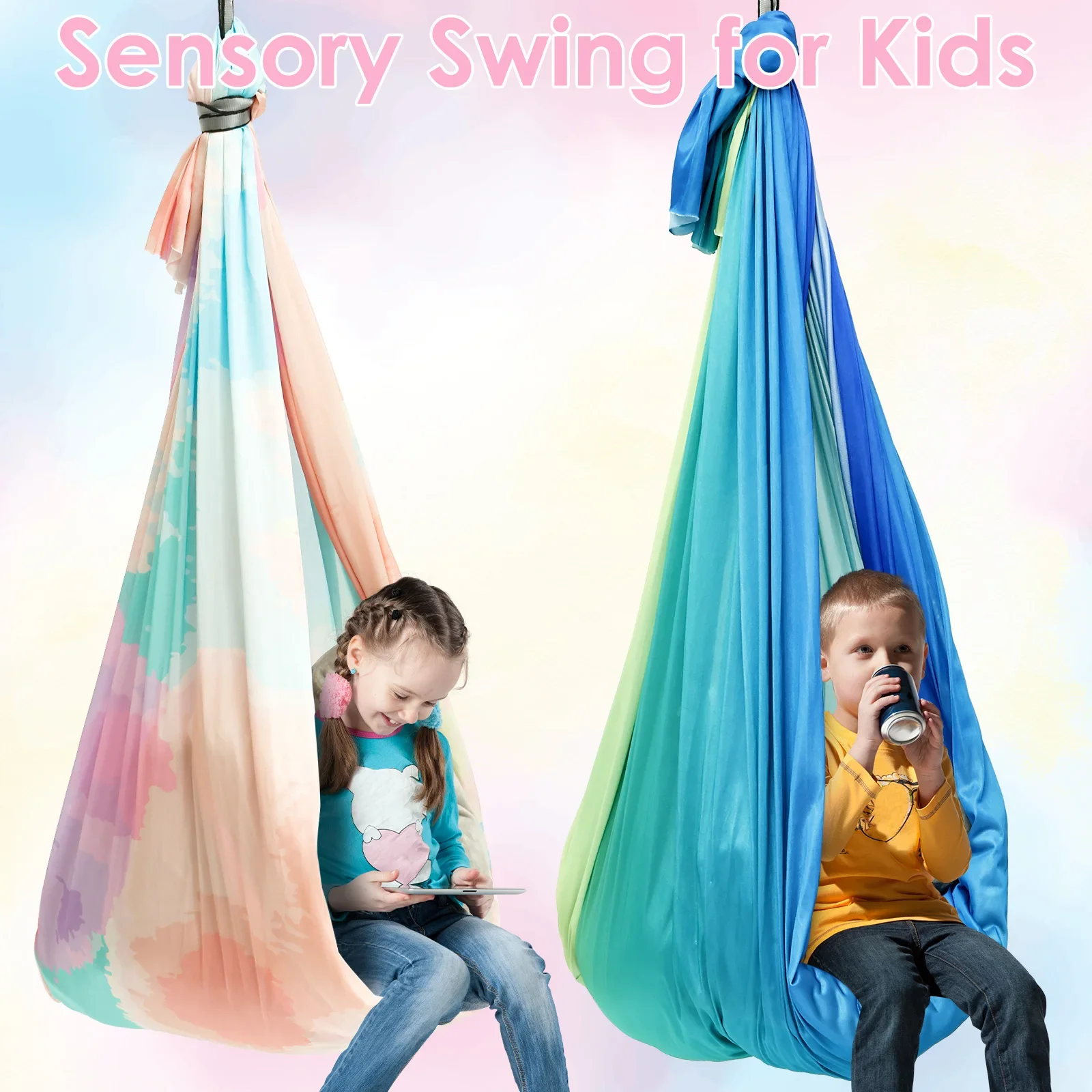 Kids Outdoor Swing And Slide - Altalena Sensoriale Confortevole per Bambini, Amaca