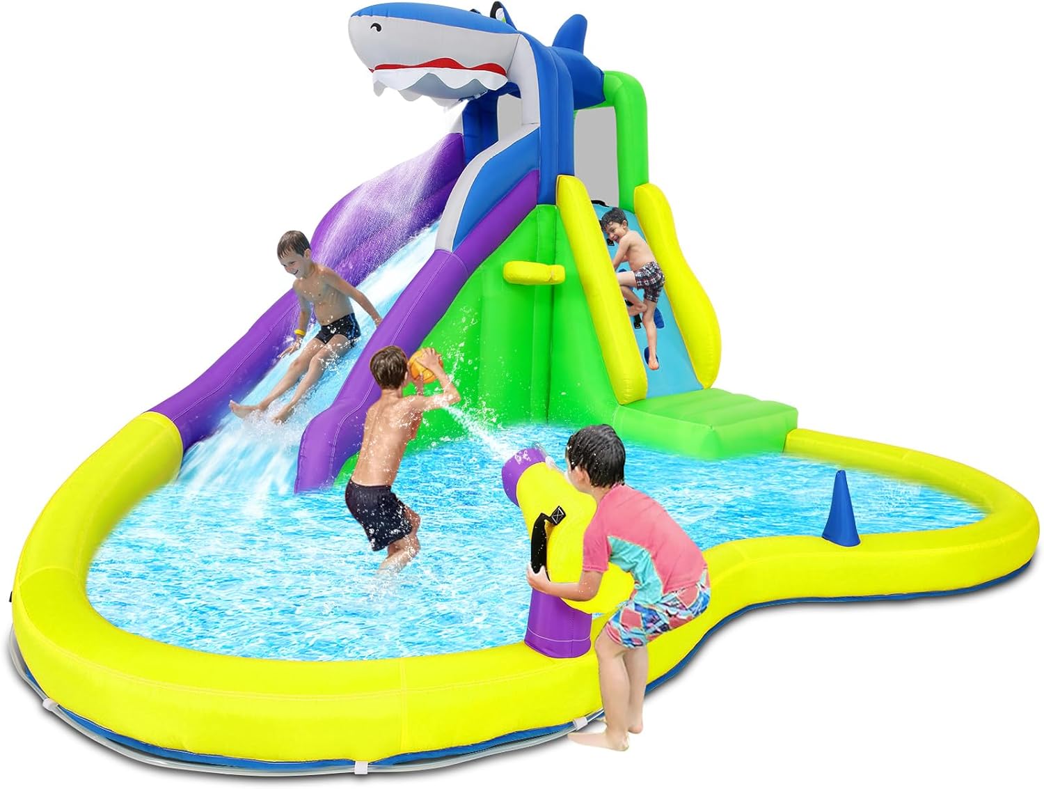 Kids Outdoor Bounce House - Castello Gonfiabile 13x14FT con Scivolo d'Acqua,