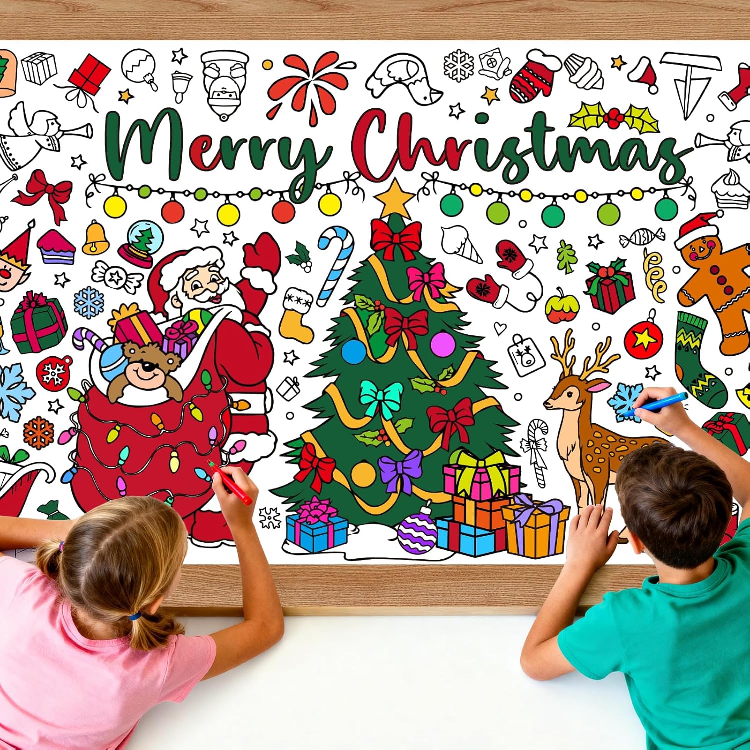 Kids Outdoor Xmas Gifts - Tovaglia con poster da colorare gigante
