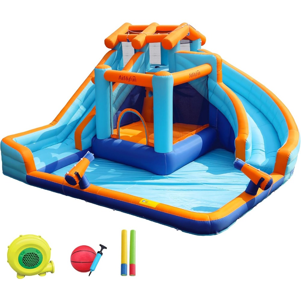 Kids Outdoor Bounce House - Grande Scivolo d'Acqua Gonfiabile con Piscina