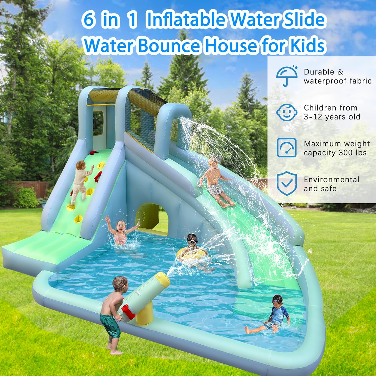 Parco Acquatico Gonfiabile 6-i - Kids Outdoor Bounce House recensione e prezzo
