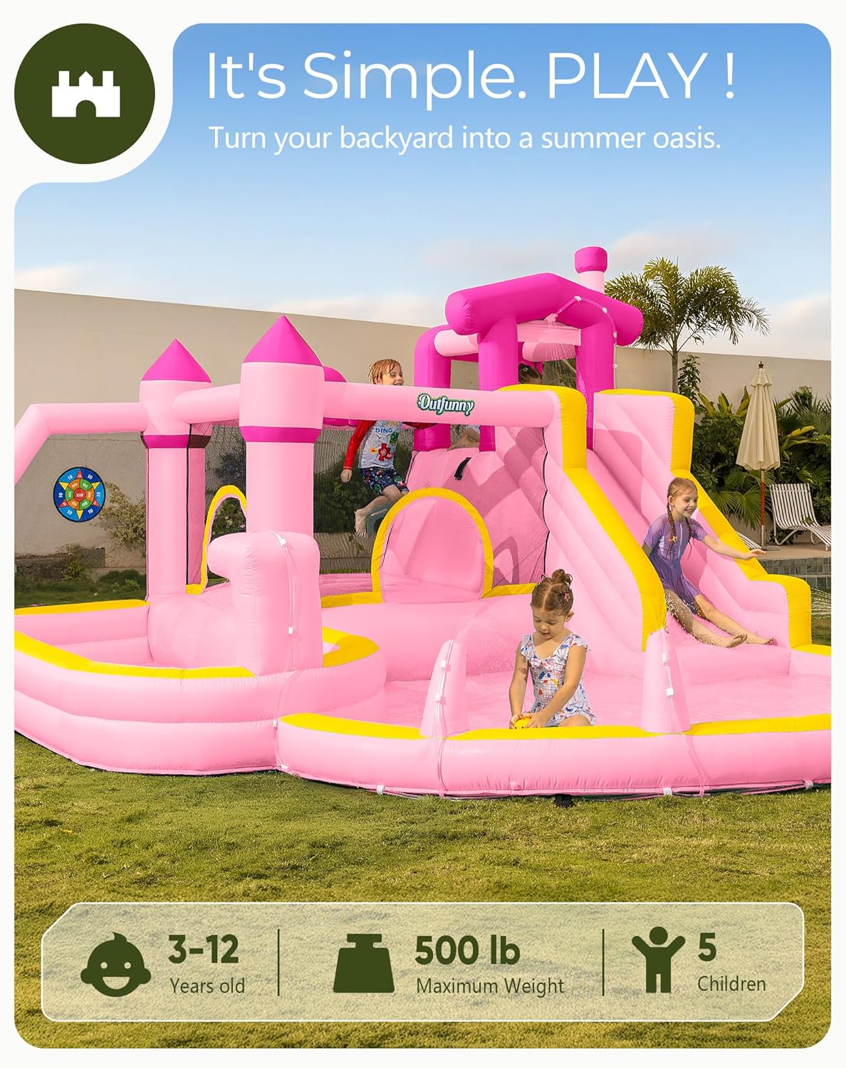 Scivolo d'Acqua Gonfiabile Ros - Kids Outdoor Bounce House recensione e prezzo