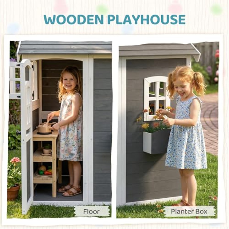 Casetta da gioco in legno per  - Kids Outdoor Playhouse recensione e prezzo