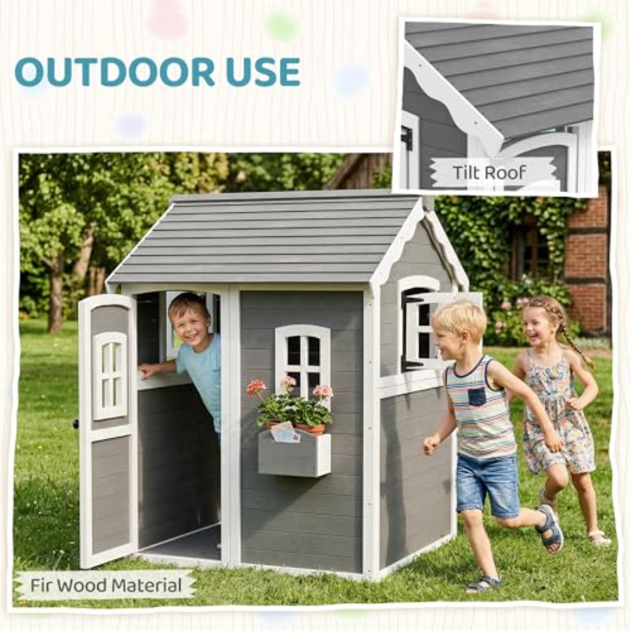 Casetta da gioco in legno per  - Kids Outdoor Playhouse recensione e prezzo