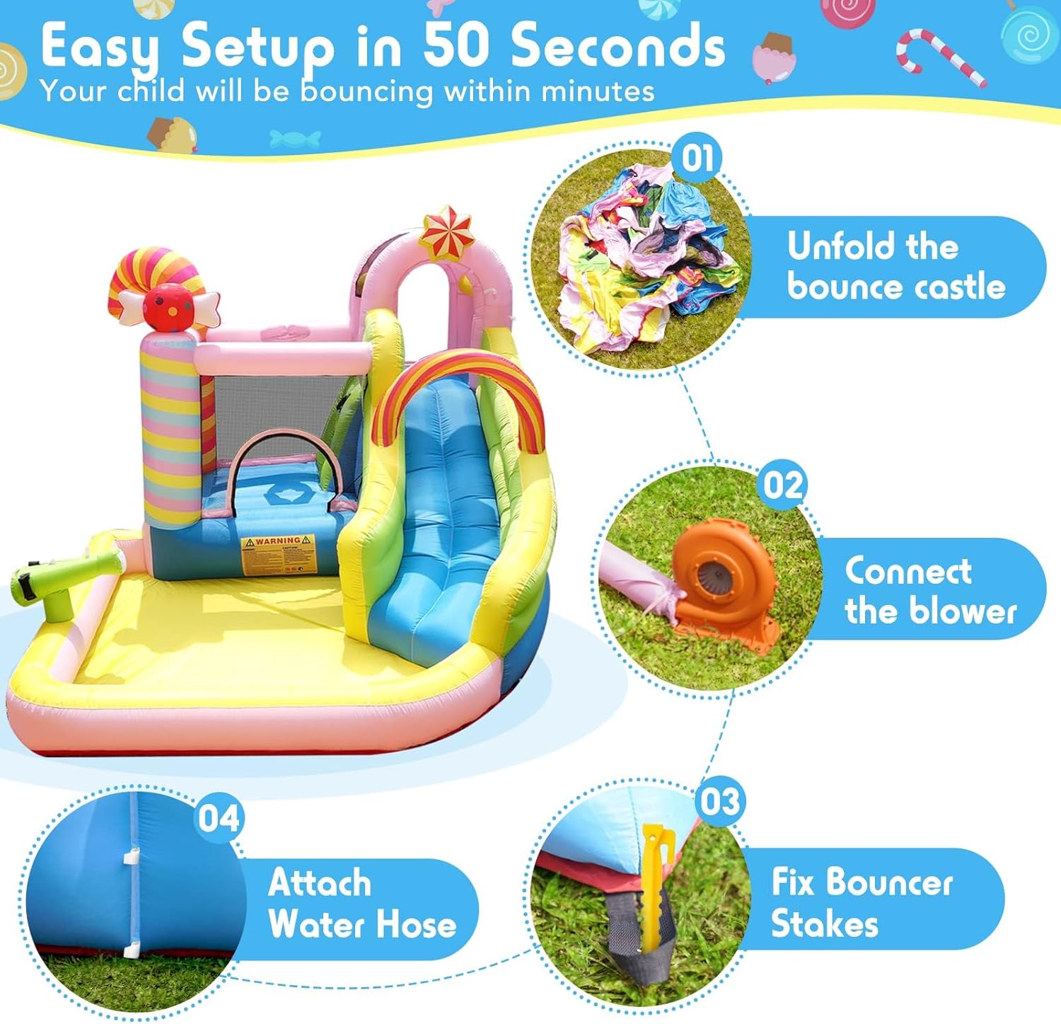 Scivolo d'Acqua Gonfiabile per - Kids Outdoor Bounce House recensione e prezzo