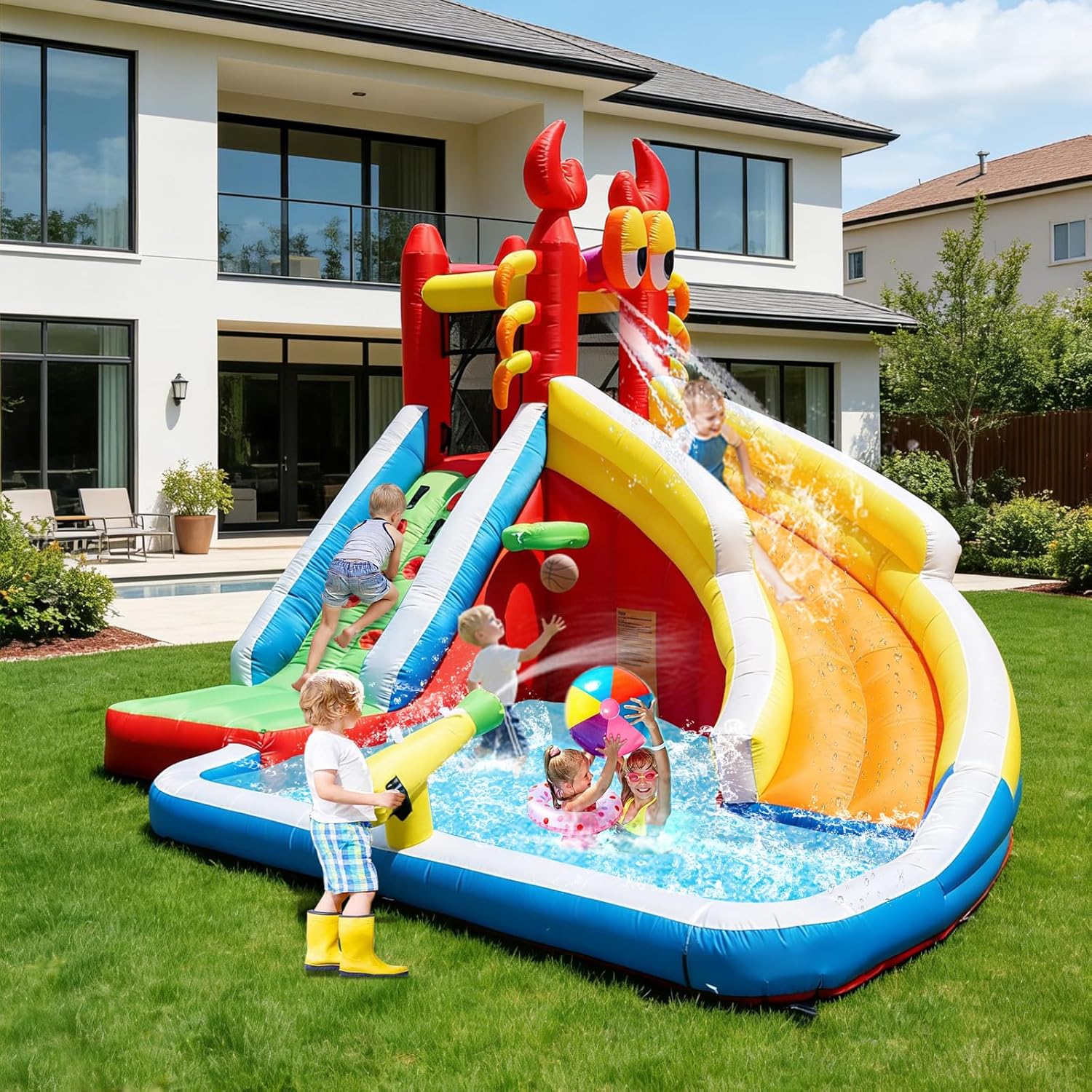 Grande Castello Gonfiabile con - Kids Outdoor Bounce House recensione e prezzo