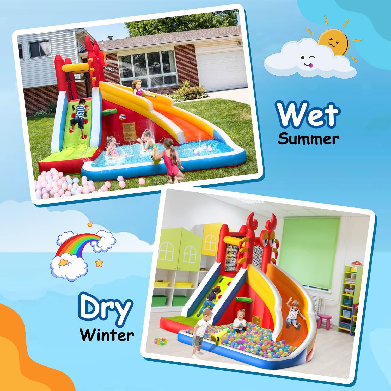 Grande Castello Gonfiabile con - Kids Outdoor Bounce House recensione e prezzo