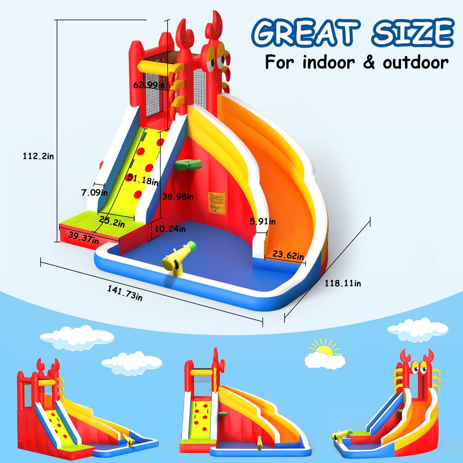 Grande Castello Gonfiabile con - Kids Outdoor Bounce House recensione e prezzo